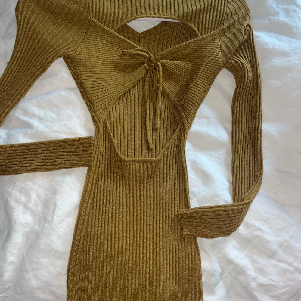 Knit Mini Dress in mustard